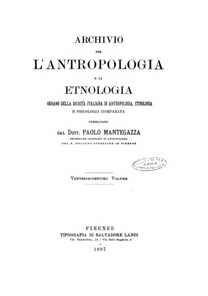 Archivio per l'antropologia e la etnologia