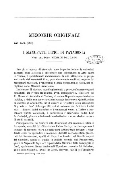 Archivio per l'antropologia e la etnologia