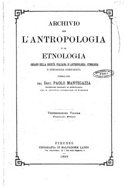 Archivio per l'antropologia e la etnologia