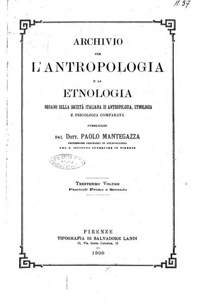 Archivio per l'antropologia e la etnologia