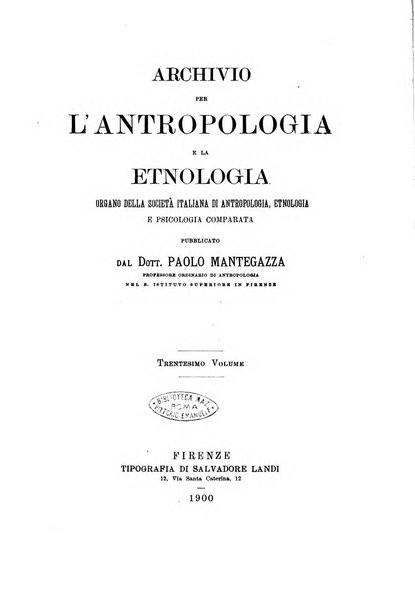 Archivio per l'antropologia e la etnologia