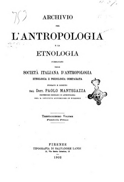 Archivio per l'antropologia e la etnologia