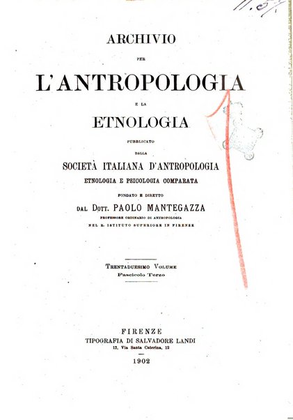 Archivio per l'antropologia e la etnologia