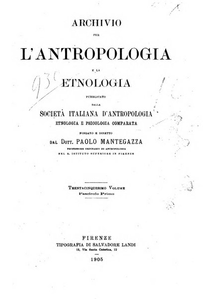 Archivio per l'antropologia e la etnologia