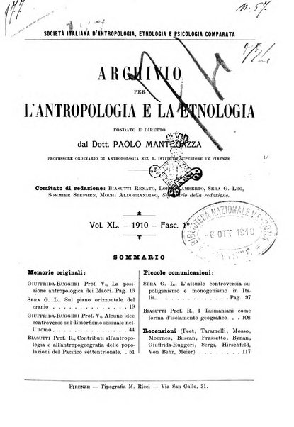 Archivio per l'antropologia e la etnologia