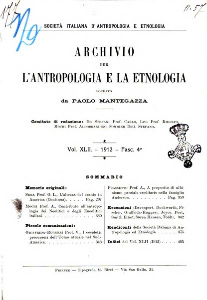 Archivio per l'antropologia e la etnologia