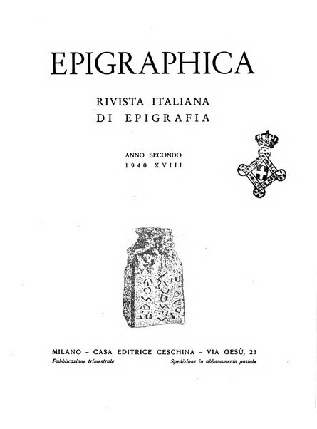 Epigraphica rivista italiana di epigrafia