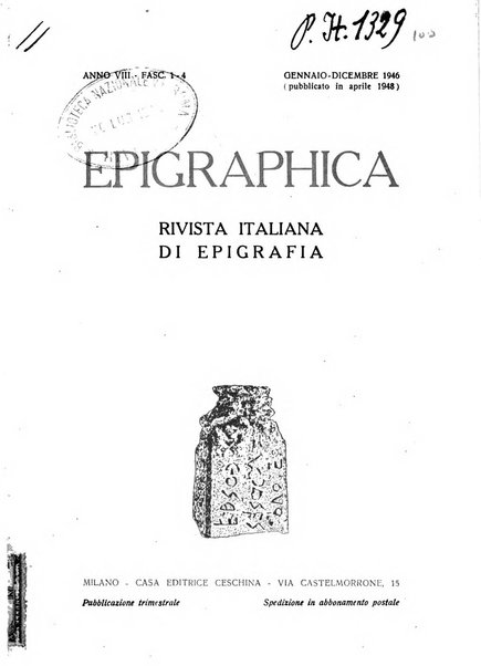 Epigraphica rivista italiana di epigrafia