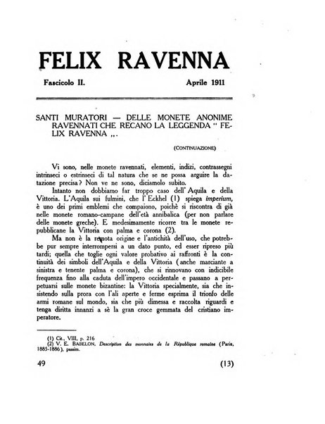 Felix Ravenna [bollettino storico romagnolo edito da un gruppo di studiosi]