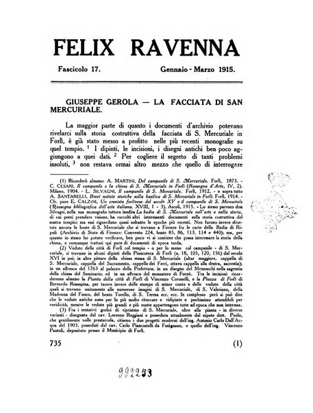 Felix Ravenna [bollettino storico romagnolo edito da un gruppo di studiosi]