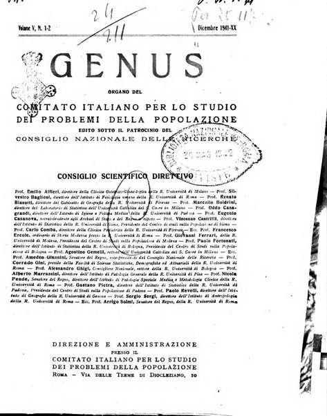 Genus organo del Comitato italiano per lo studio dei problemi della popolazione