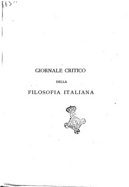 Giornale critico della filosofia italiana