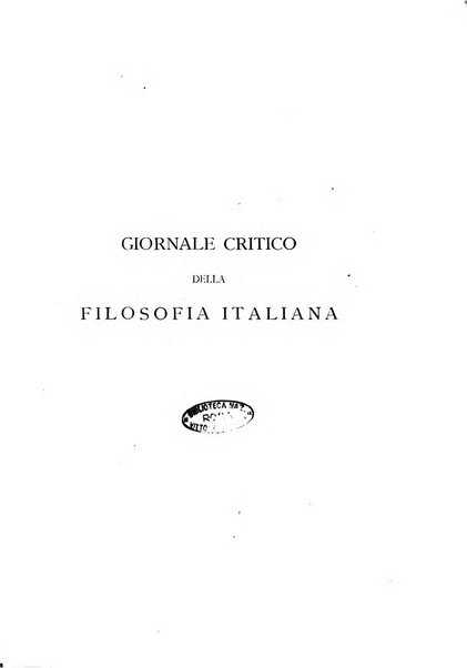 Giornale critico della filosofia italiana