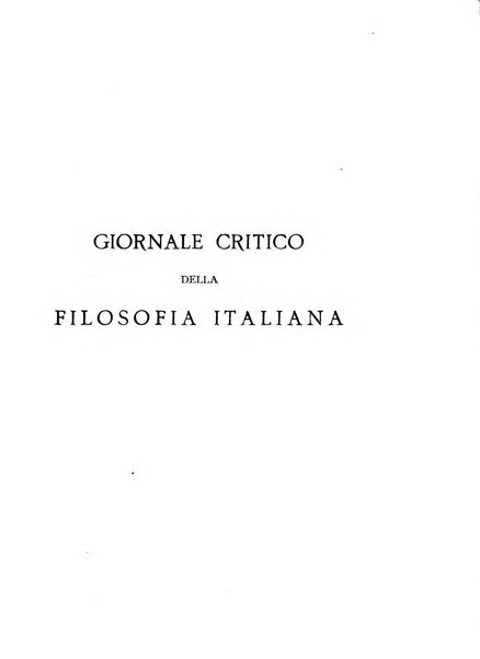 Giornale critico della filosofia italiana