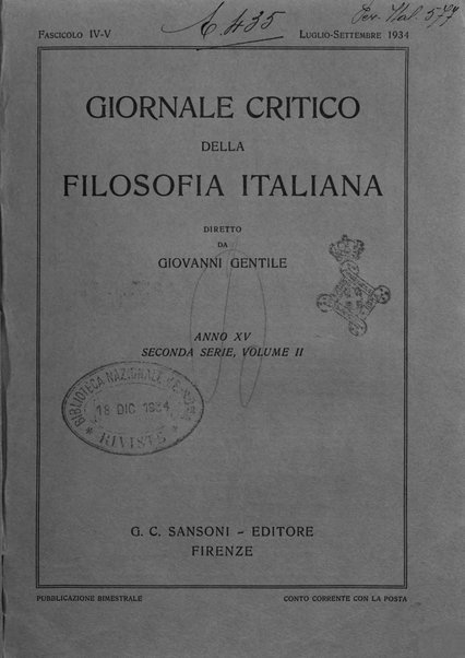 Giornale critico della filosofia italiana