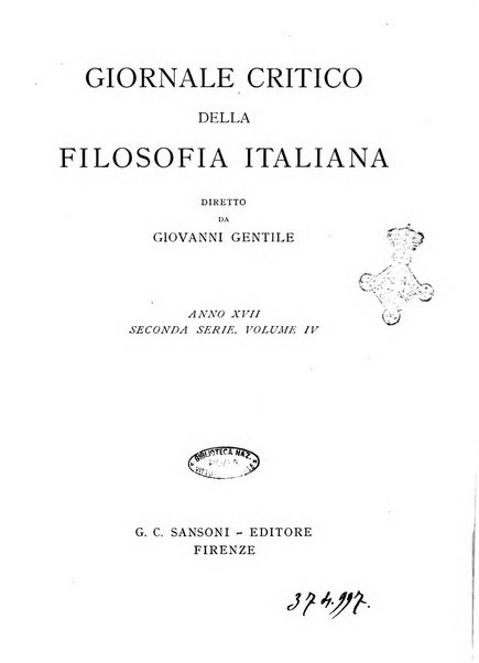 Giornale critico della filosofia italiana