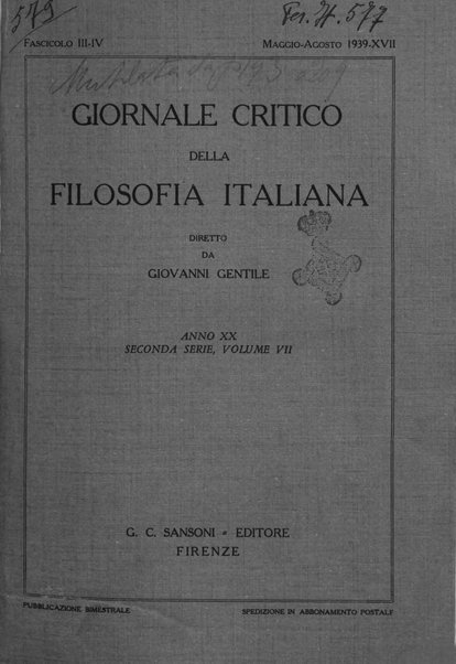 Giornale critico della filosofia italiana