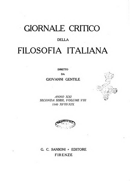 Giornale critico della filosofia italiana