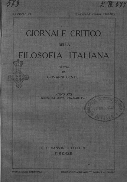 Giornale critico della filosofia italiana