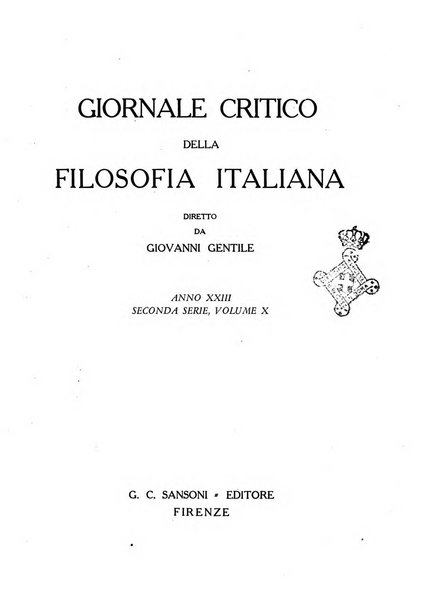 Giornale critico della filosofia italiana