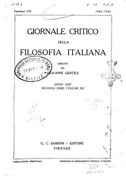 Giornale critico della filosofia italiana