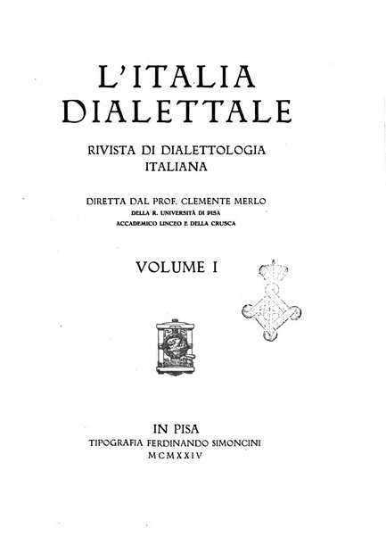 L'Italia dialettale Rivista di dialettologia italiana