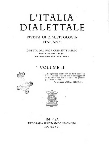 L'Italia dialettale Rivista di dialettologia italiana