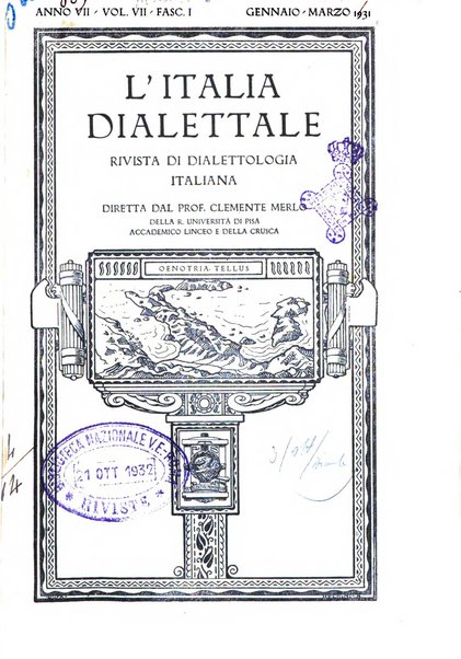 L'Italia dialettale Rivista di dialettologia italiana