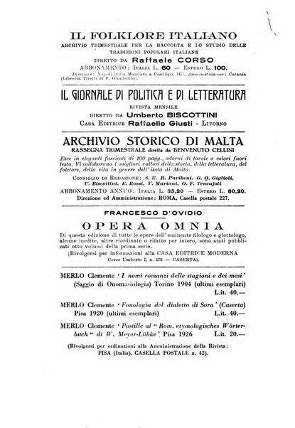 L'Italia dialettale Rivista di dialettologia italiana