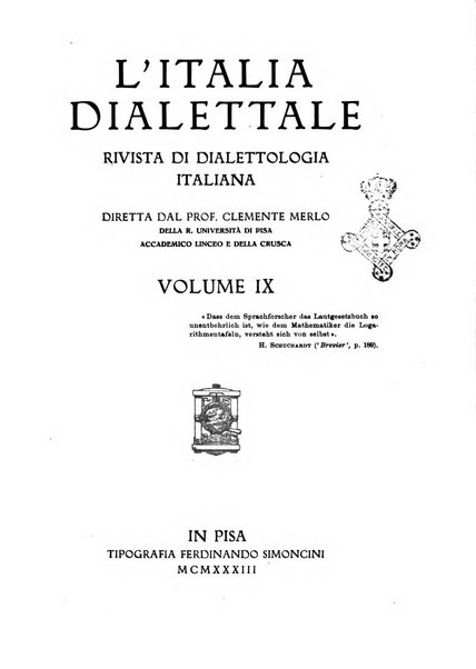 L'Italia dialettale Rivista di dialettologia italiana