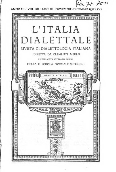 L'Italia dialettale Rivista di dialettologia italiana