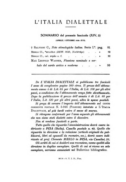 L'Italia dialettale Rivista di dialettologia italiana