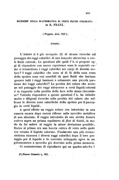 Il nuovo cimento giornale di fisica, di chimica, e delle loro applicazioni alla medicina, alla farmacia ed alle arti industriali