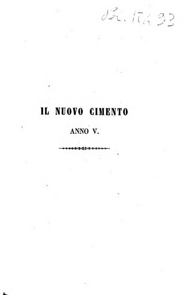 Il nuovo cimento giornale di fisica, di chimica, e delle loro applicazioni alla medicina, alla farmacia ed alle arti industriali