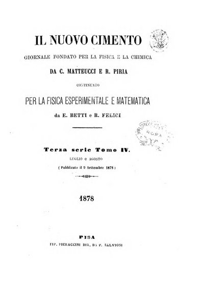 Il nuovo cimento giornale di fisica, di chimica, e delle loro applicazioni alla medicina, alla farmacia ed alle arti industriali