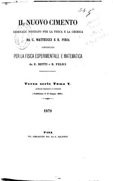 Il nuovo cimento giornale di fisica, di chimica, e delle loro applicazioni alla medicina, alla farmacia ed alle arti industriali