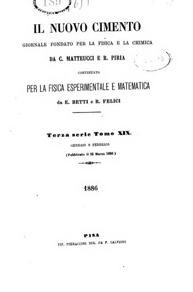 Il nuovo cimento giornale di fisica, di chimica, e delle loro applicazioni alla medicina, alla farmacia ed alle arti industriali