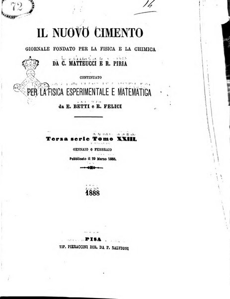 Il nuovo cimento giornale di fisica, di chimica, e delle loro applicazioni alla medicina, alla farmacia ed alle arti industriali