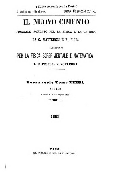 Il nuovo cimento giornale di fisica, di chimica, e delle loro applicazioni alla medicina, alla farmacia ed alle arti industriali