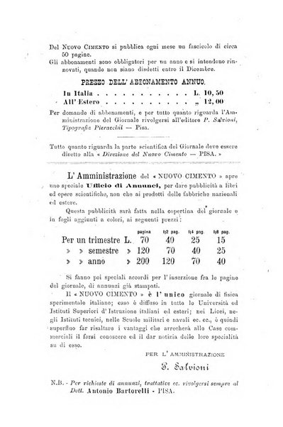 Il nuovo cimento giornale di fisica, di chimica, e delle loro applicazioni alla medicina, alla farmacia ed alle arti industriali