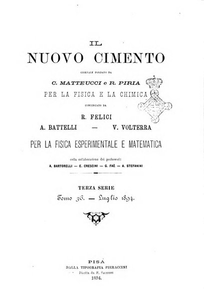 Il nuovo cimento giornale di fisica, di chimica, e delle loro applicazioni alla medicina, alla farmacia ed alle arti industriali