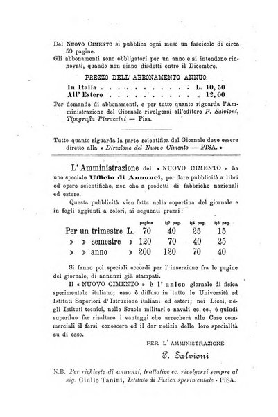 Il nuovo cimento giornale di fisica, di chimica, e delle loro applicazioni alla medicina, alla farmacia ed alle arti industriali