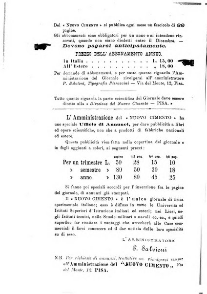 Il nuovo cimento giornale di fisica, di chimica, e delle loro applicazioni alla medicina, alla farmacia ed alle arti industriali