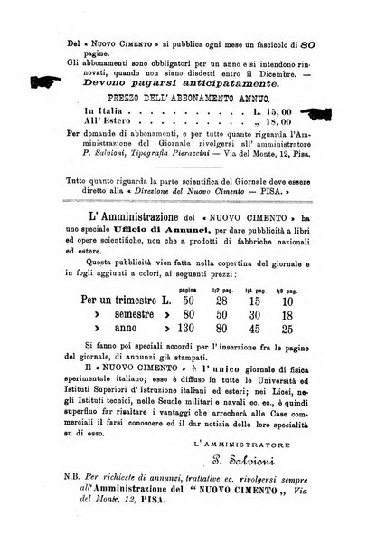 Il nuovo cimento giornale di fisica, di chimica, e delle loro applicazioni alla medicina, alla farmacia ed alle arti industriali