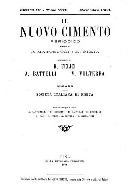 Il nuovo cimento giornale di fisica, di chimica, e delle loro applicazioni alla medicina, alla farmacia ed alle arti industriali