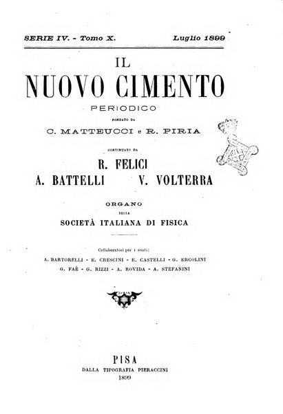 Il nuovo cimento giornale di fisica, di chimica, e delle loro applicazioni alla medicina, alla farmacia ed alle arti industriali