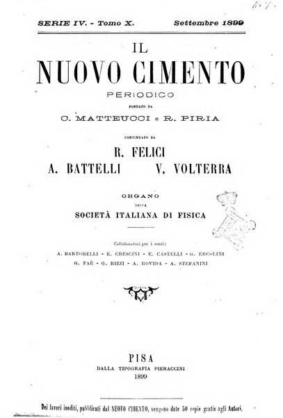 Il nuovo cimento giornale di fisica, di chimica, e delle loro applicazioni alla medicina, alla farmacia ed alle arti industriali