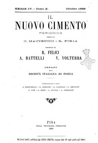 Il nuovo cimento giornale di fisica, di chimica, e delle loro applicazioni alla medicina, alla farmacia ed alle arti industriali