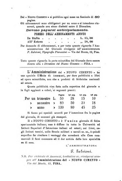 Il nuovo cimento giornale di fisica, di chimica, e delle loro applicazioni alla medicina, alla farmacia ed alle arti industriali