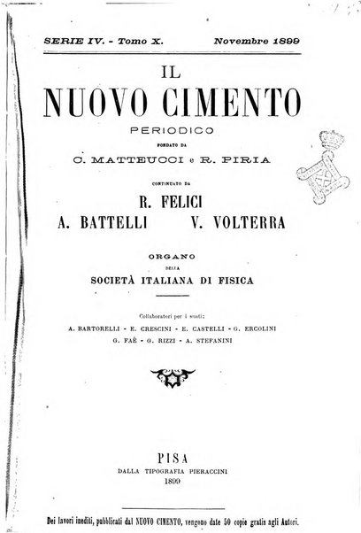 Il nuovo cimento giornale di fisica, di chimica, e delle loro applicazioni alla medicina, alla farmacia ed alle arti industriali